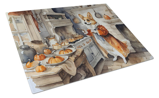 NEW Corgi Fall Kitchen Pumpkins Glass Cutting Board Decorative Tempered Glass Kitchen Cutting and Serving Board Large Size Chopping Board