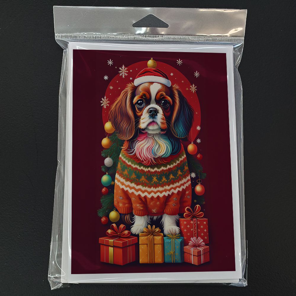 English Toy Spaniel Holiday Christmas Greeting Cards Pack of 8 Blank Cards with Envelopes Whimsical A7 Size 5x7 Blank Note Cards