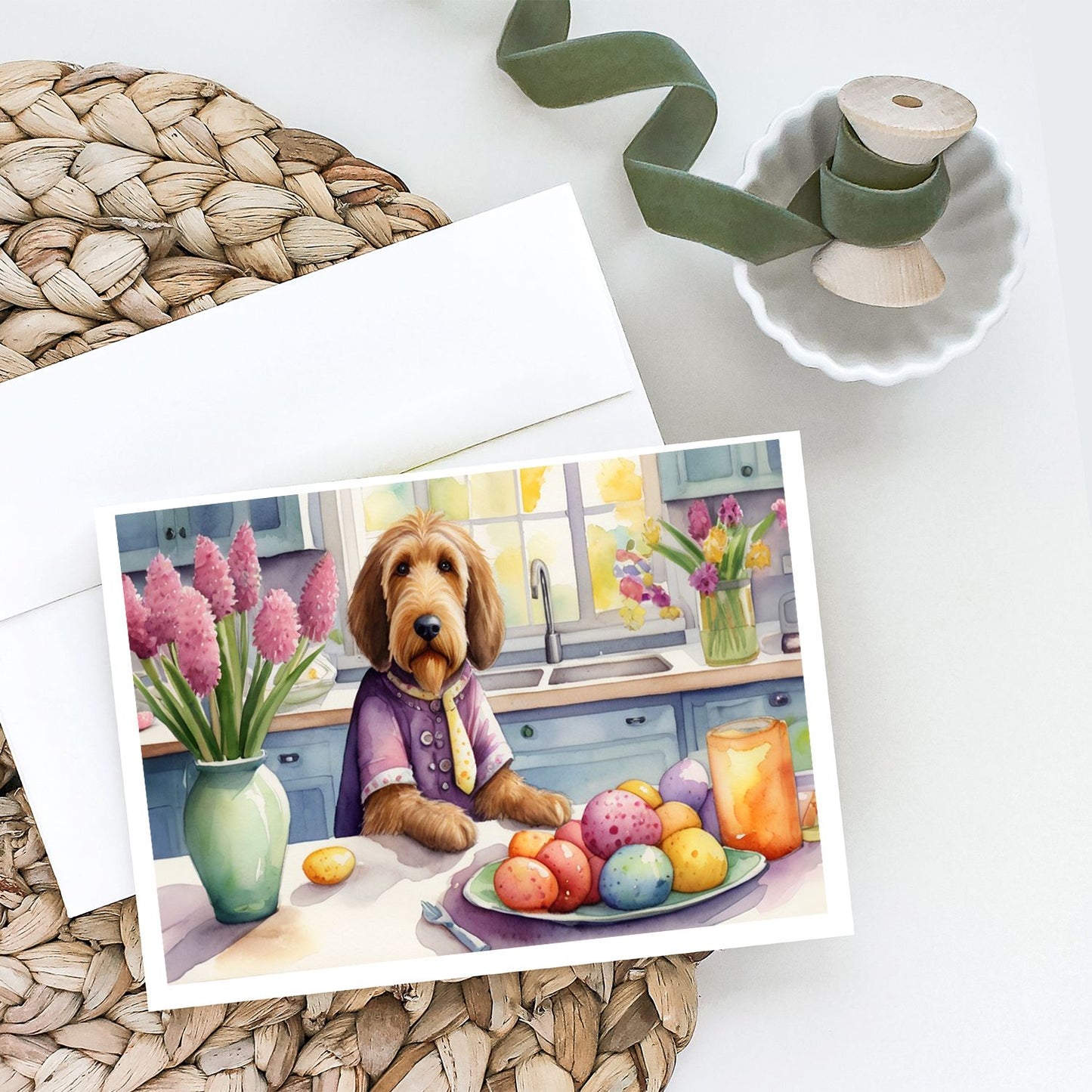 Decorating Easter Otterhound Greeting Cards Pack of 8 Blank Cards with Envelopes Whimsical A7 Size 5x7 Blank Note Cards