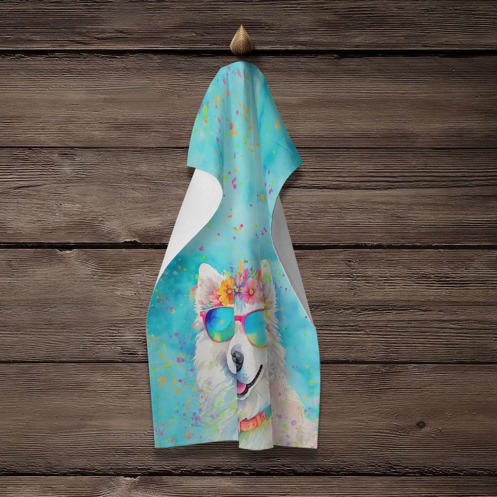 Samoyed Hippie Dawg Kitchen Towel Dish Cloths Guest Hand Towel Decorative Bathroom Towel for Face,Tea, Dishcloth, Kitchen and Bath