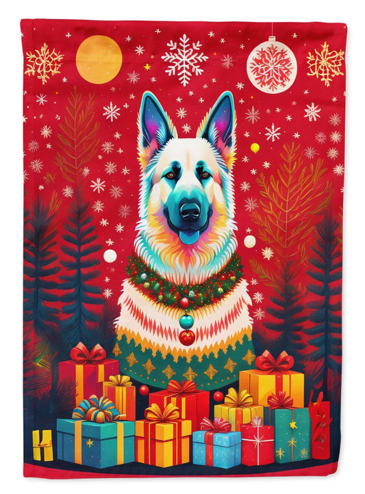 German Shepherd Holiday Christmas Garden Flag Mailbox Flag Decorative Yard Flag Banner Outside Patio Artwork Yard Flower Beds, Garden Size, Multicolor