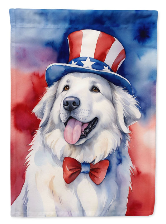 Great Pyrenees Patriotic American House Flag Large Porch Sleeve Pole Decorative Outside Yard Banner Artwork Wall Hanging, Polyester, House Size, Multicolor