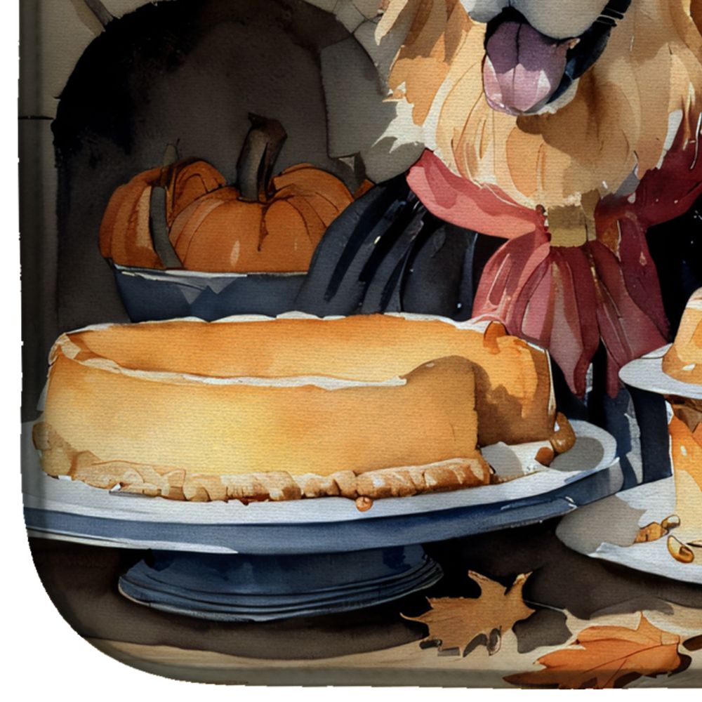 Golden Retriever Fall Kitchen Pumpkins Dish Drying Mat Absorbent Dish Drying Mat Pad for Kitchen Counter Dish Drainer Mat for Countertop, 14 x 21", Multicolor