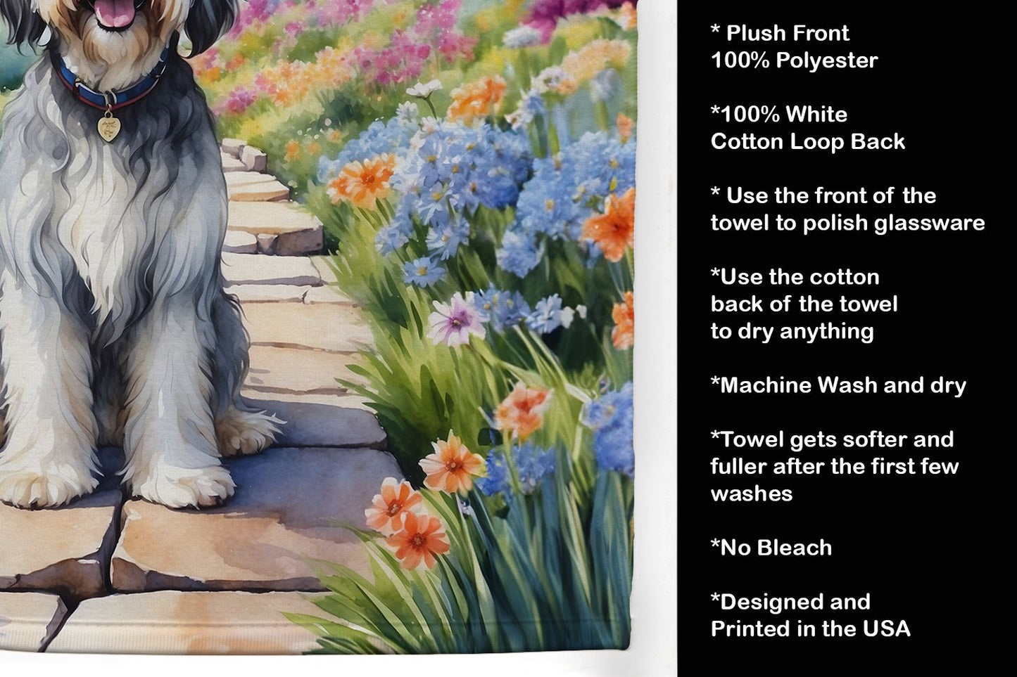 Tibetan Terrier Spring Path Kitchen Towel Dish Cloths Guest Hand Towel Decorative Bathroom Towel for Face,Tea, Dishcloth, Kitchen and Bath