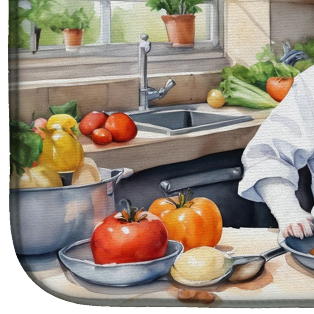 Jack Russell Terrier The Chef Dish Drying Mat Absorbent Dish Drying Mat Pad for Kitchen Counter Dish Drainer Mat for Countertop, 14 x 21", Multicolor