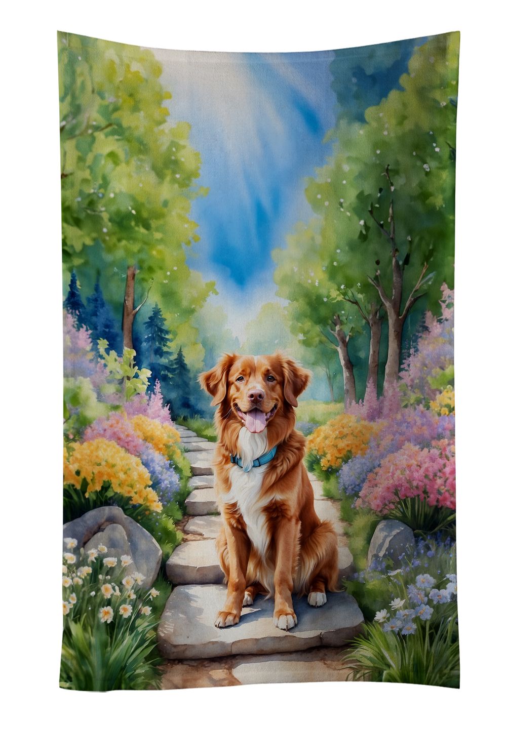 Nova Scotia Duck Tolling Retriever Spring Path Kitchen Towel Dish Cloths Guest Hand Towel Decorative Bathroom Towel for Face,Tea, Dishcloth, Kitchen and Bath