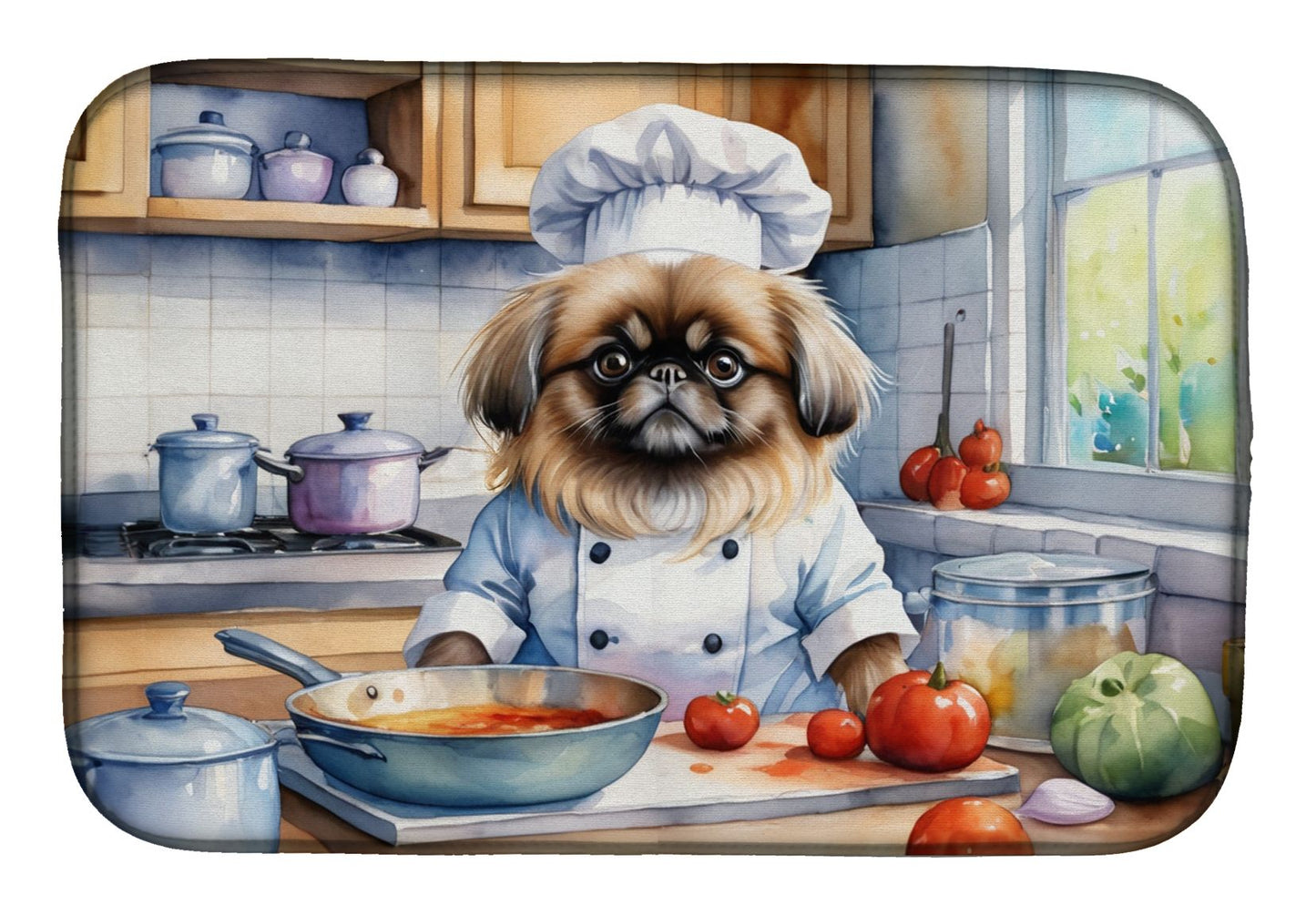 Pekingese The Chef Dish Drying Mat Absorbent Dish Drying Mat Pad for Kitchen Counter Dish Drainer Mat for Countertop, 14 x 21", Multicolor