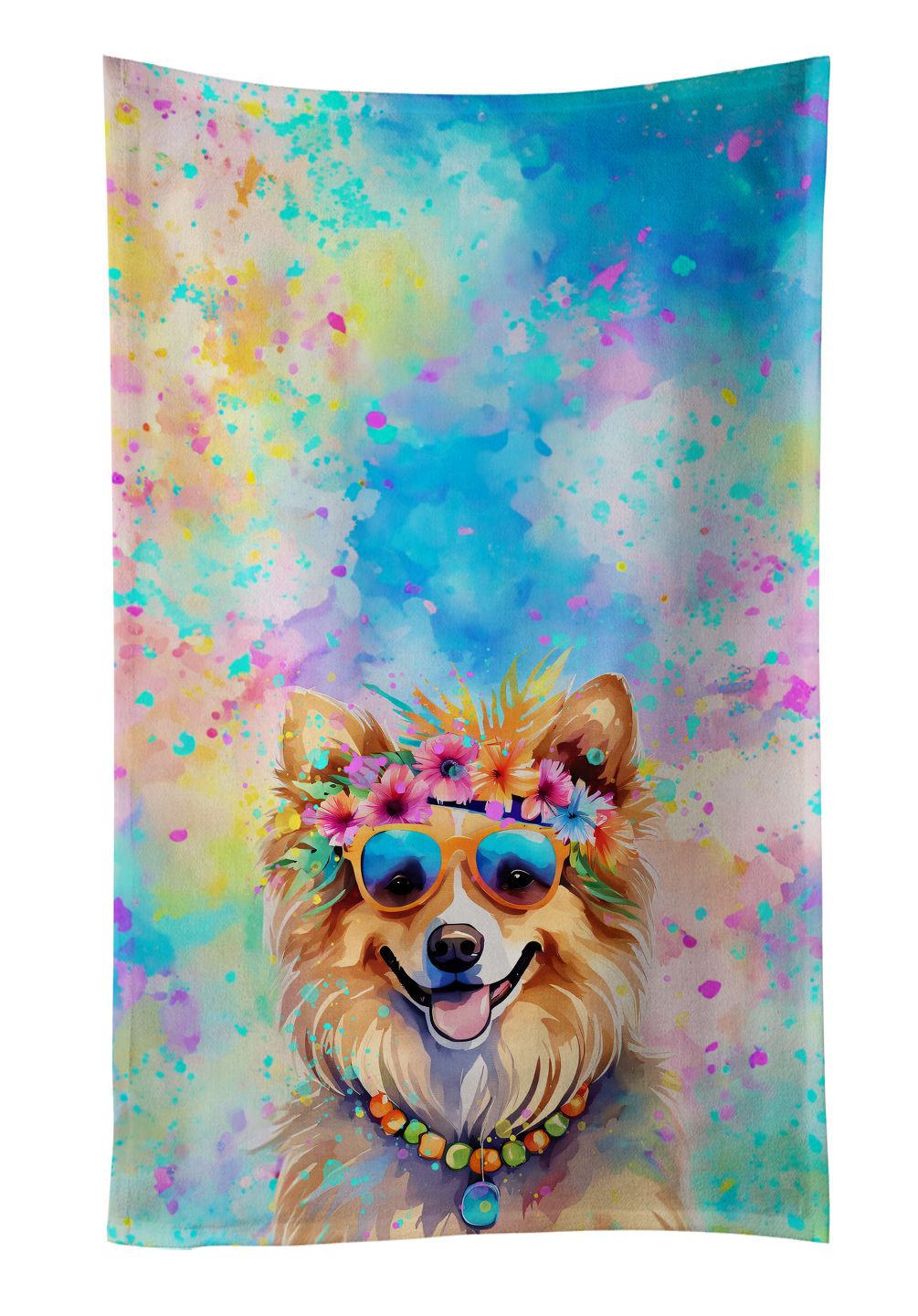 Pomeranian Hippie Dawg Kitchen Towel Dish Cloths Guest Hand Towel Decorative Bathroom Towel for Face,Tea, Dishcloth, Kitchen and Bath