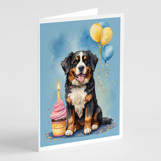 Bernese Mountain Dog Happy Birthday Greeting Cards Pack of 8 Blank Cards with Envelopes Whimsical A7 Size 5x7 Blank Note Cards