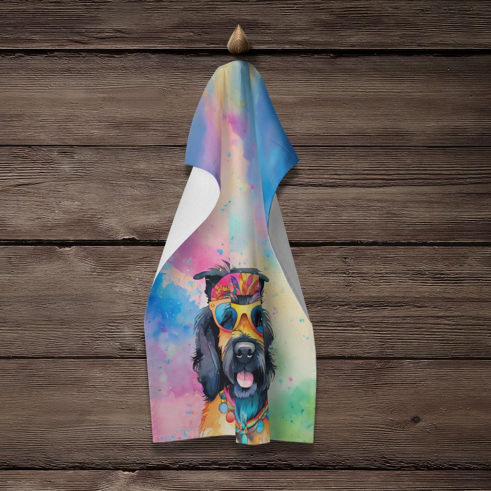 Scottish Terrier Hippie Dawg Kitchen Towel Dish Cloths Guest Hand Towel Decorative Bathroom Towel for Face,Tea, Dishcloth, Kitchen and Bath