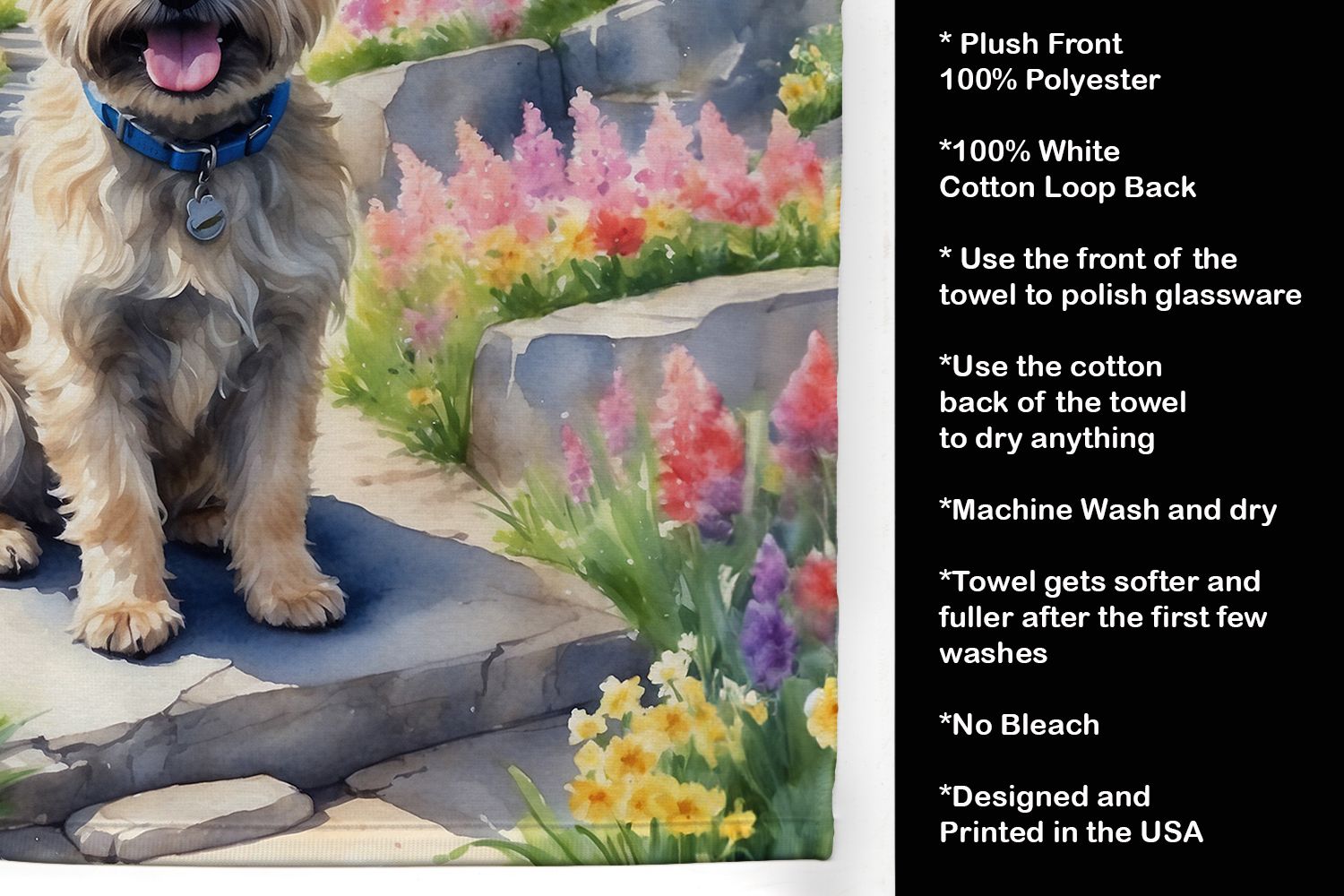 Cairn Terrier Spring Path Kitchen Towel Dish Cloths Guest Hand Towel Decorative Bathroom Towel for Face,Tea, Dishcloth, Kitchen and Bath