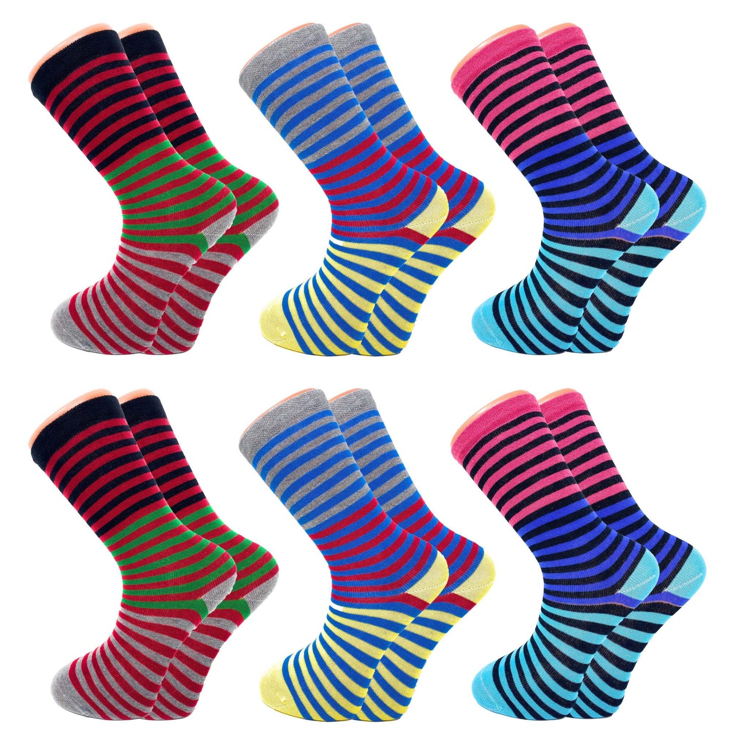 Colorful Funny Socks Novelty Crazy Cotton Crew Dress Socks 6 Pairs