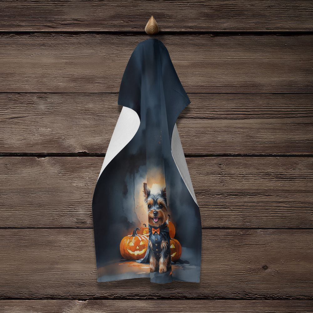 Yorkshire Terrier Yorkie Puppy Halloween Kitchen Towel Dish Cloths Guest Hand Towel Decorative Bathroom Towel for Face,Tea, Dishcloth, Kitchen and Bath