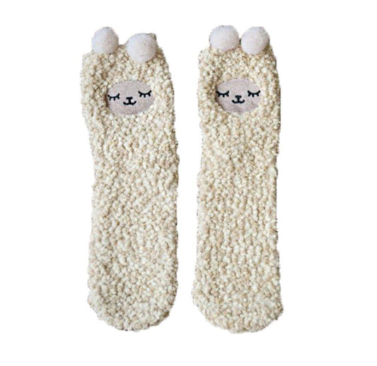 2 Pack Cute Sleeping Sheep Soft Warm Plush Cozy Slipper Socks for Womens Winter Indoor