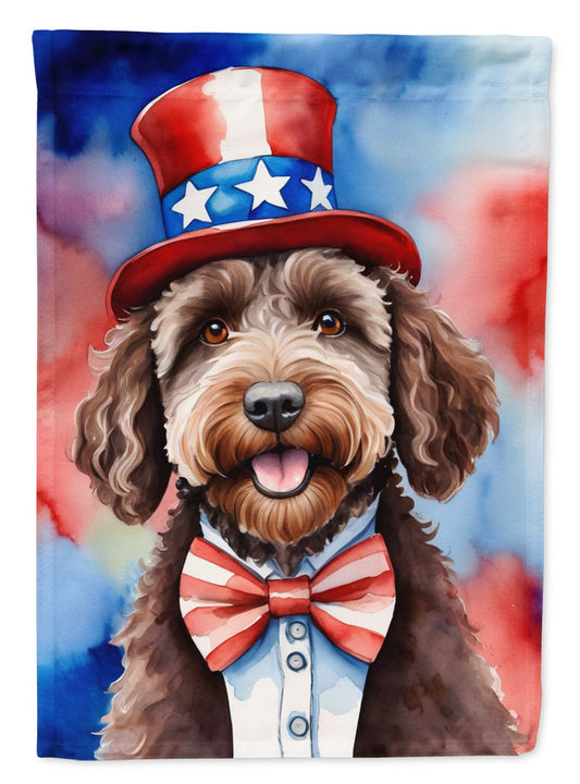 Labradoodle Patriotic American House Flag Large Porch Sleeve Pole Decorative Outside Yard Banner Artwork Wall Hanging, Polyester, House Size, Multicolor