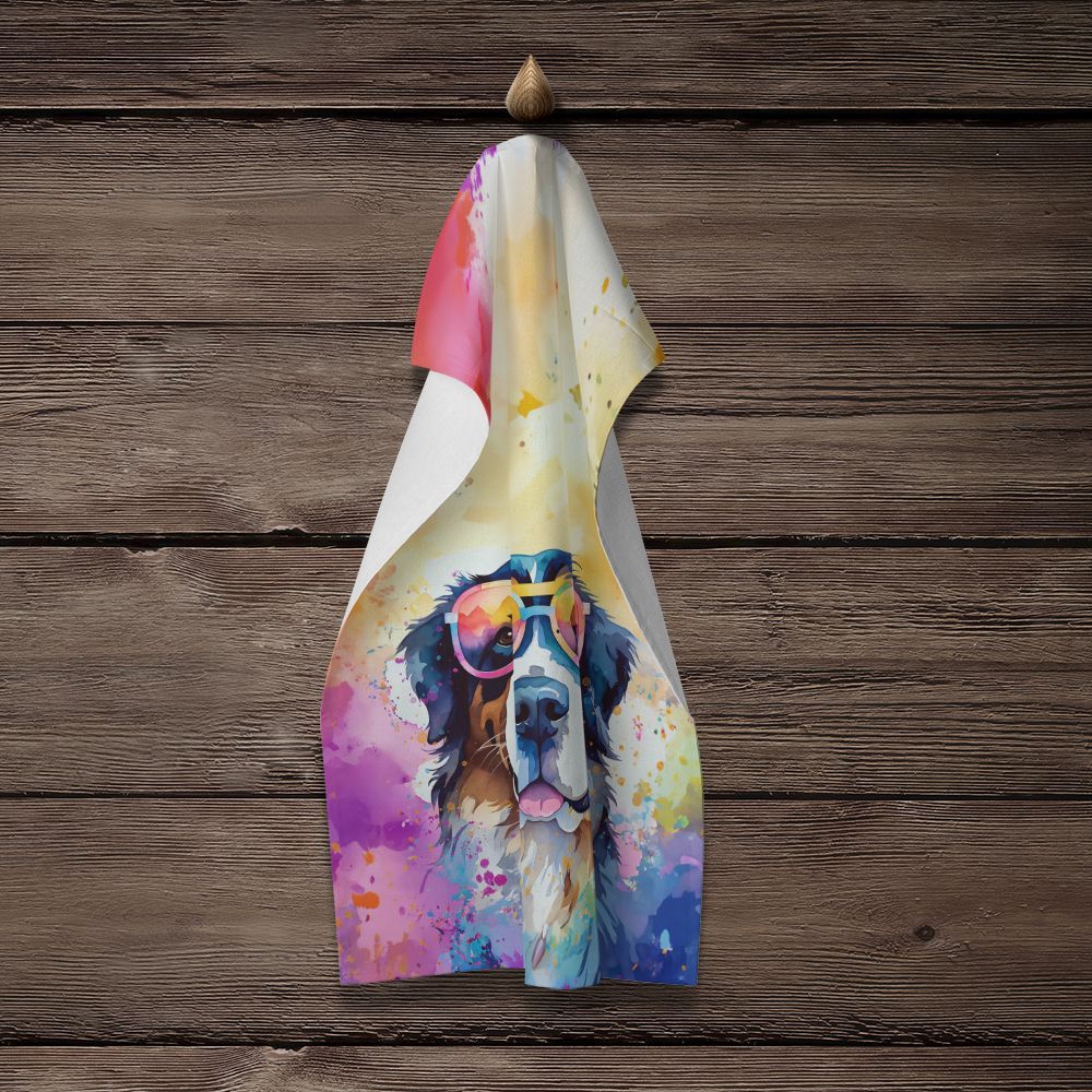 Bernese Mountain Dog Hippie Dawg Kitchen Towel Dish Cloths Guest Hand Towel Decorative Bathroom Towel for Face,Tea, Dishcloth, Kitchen and Bath