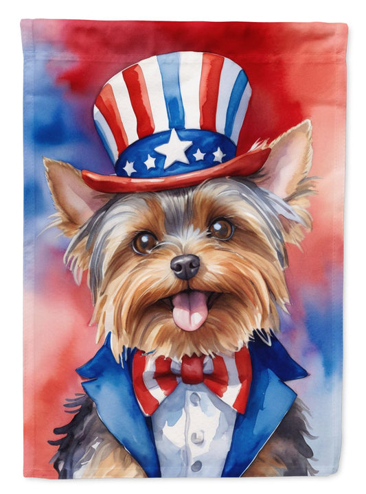 Yorkshire Terrier Patriotic American House Flag Large Porch Sleeve Pole Decorative Outside Yard Banner Artwork Wall Hanging, Polyester, House Size, Multicolor