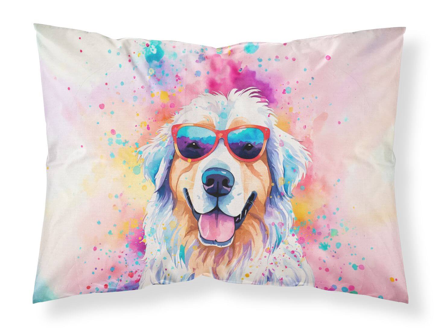 Great Pyrenees Hippie Dawg Standard Pillowcase Lightweight Super Soft Easy Care Decorative Artwork Pillowcase, Standard