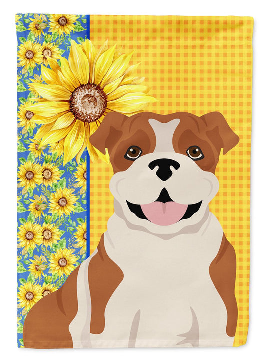 Summer Sunflowers Red English Bulldog Garden Flag Mailbox Flag Decorative Yard Flag Banner Outside Patio Artwork Yard Flower Beds, Garden Size, Multicolor