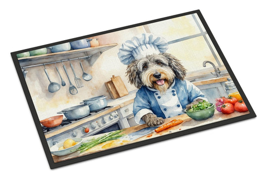 Bergamasco Sheepdog The Chef Doormat Front Door Mat Indoor Outdoor Rugs for Entryway, Non Slip Washable Low Pile, 24H X 36W