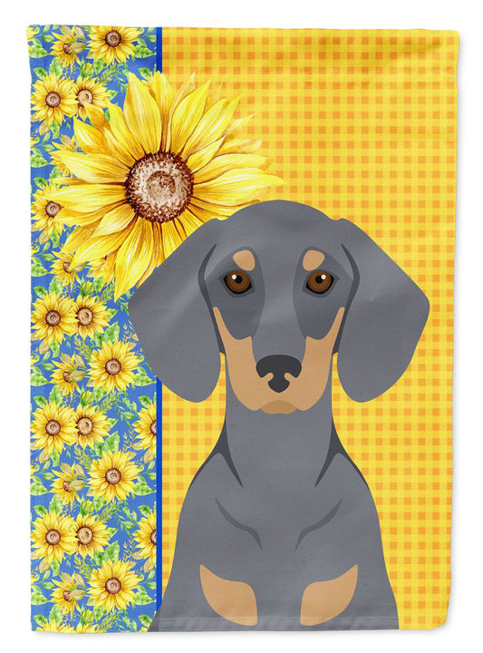 Summer Sunflowers Blue and Tan Dachshund Garden Flag Mailbox Flag Decorative Yard Flag Banner Outside Patio Artwork Yard Flower Beds, Garden Size, Multicolor