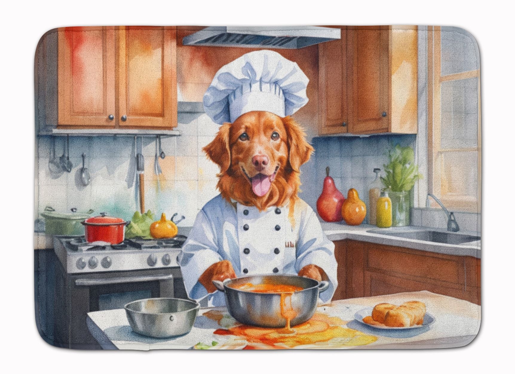 Nova Scotia Duck Tolling Retriever The Chef Memory Foam Kitchen Mat Machine Washable Anti-Fatigue Mat Cushion Comfort Bath Mat or Kitchen Rug