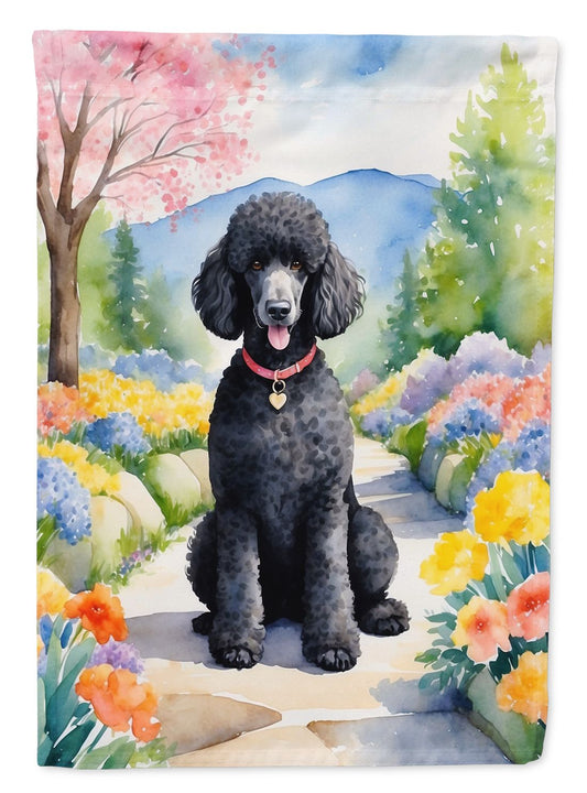 Black Poodle Spring Path Garden Flag Mailbox Flag Decorative Yard Flag Banner Outside Patio Artwork Yard Flower Beds, Garden Size, Multicolor
