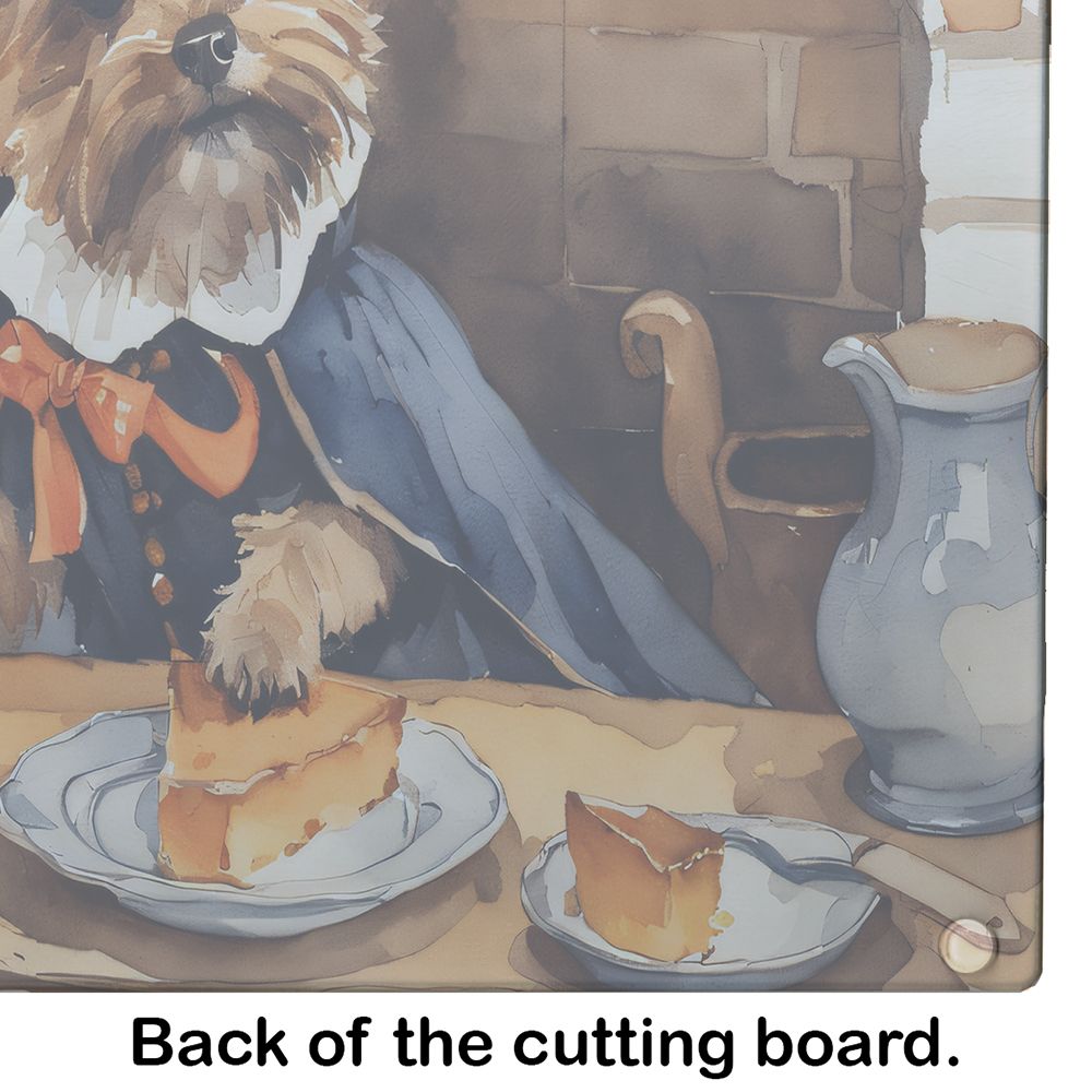 Border Terrier Fall Kitchen Pumpkins Glass Cutting Board Decorative Tempered Glass Kitchen Cutting and Serving Board Large Size Chopping Board