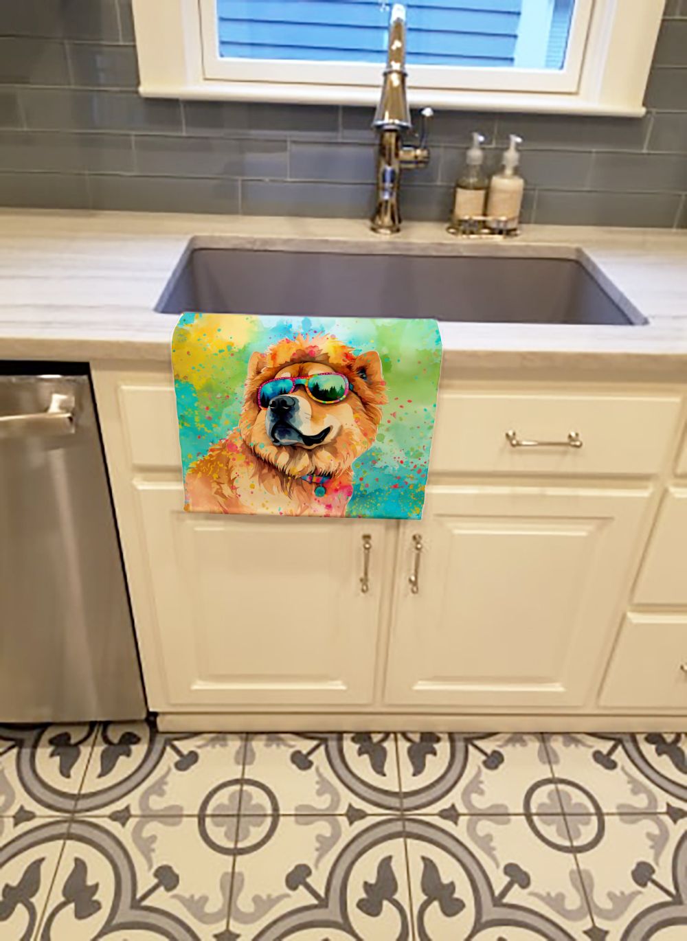 Chow Chow Hippie Dawg Kitchen Towel Dish Cloths Guest Hand Towel Decorative Bathroom Towel for Face,Tea, Dishcloth, Kitchen and Bath