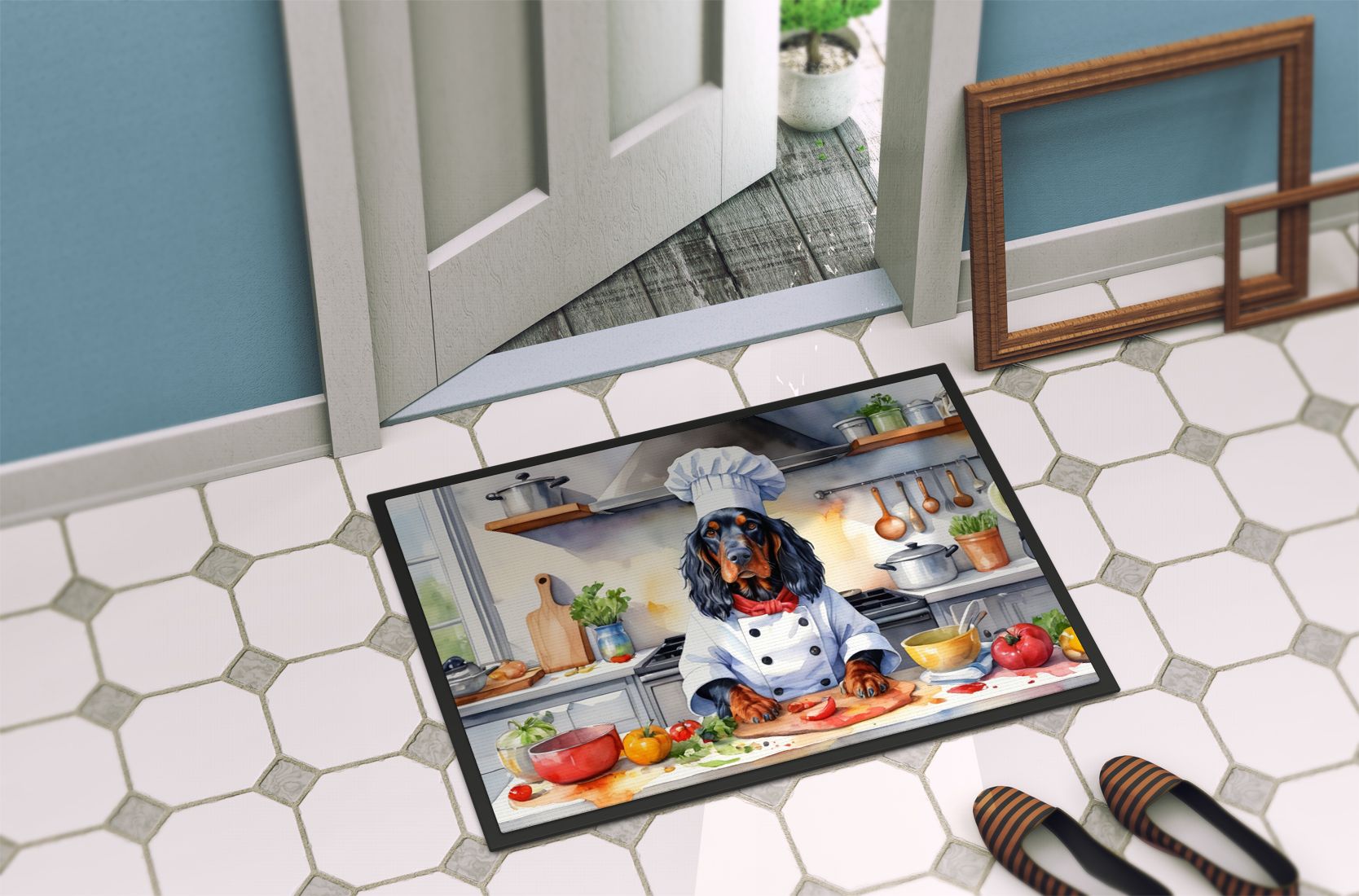 Gordon Setter The Chef Doormat Front Door Mat Indoor Outdoor Rugs for Entryway, Non Slip Washable Low Pile, 24H X 36W