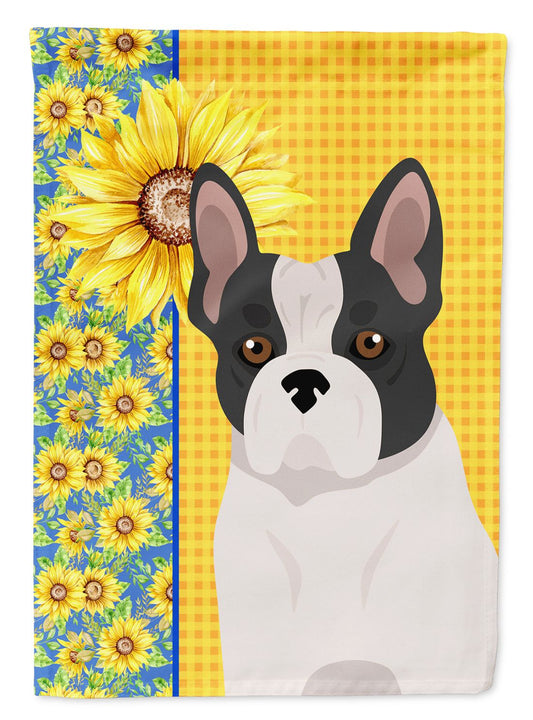 Summer Sunflowers Black and White French Bulldog Garden Flag Mailbox Flag Decorative Yard Flag Banner Outside Patio Artwork Yard Flower Beds, Garden Size, Multicolor