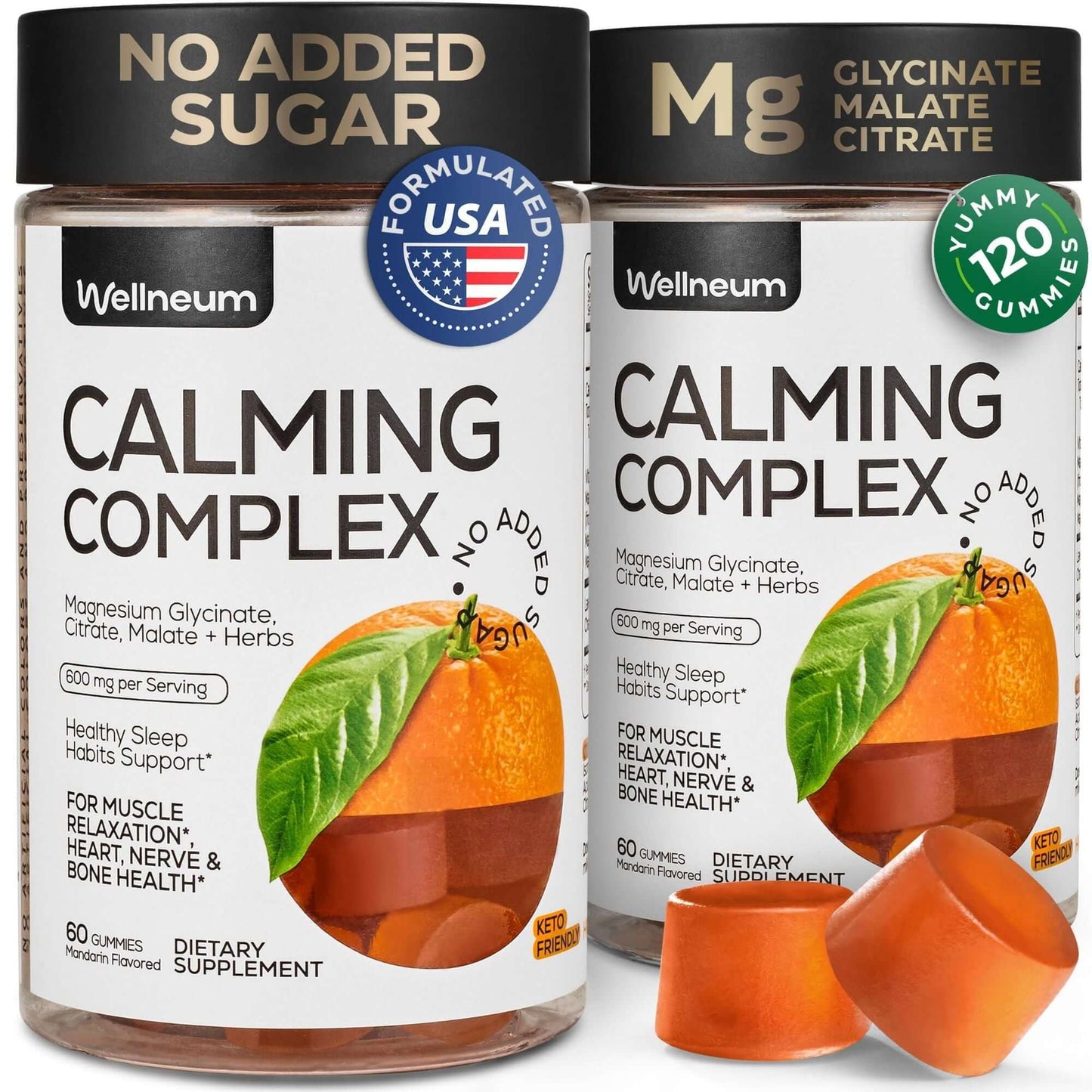 Calm Magnesium Glycinate Gummies for Adults 2 Pack Triple Magnesium Complex 600 Mg Calming Chews for Relaxation Sleep Energy Gummy Supplement with Glycinate Citrate Malate Sugar Free
