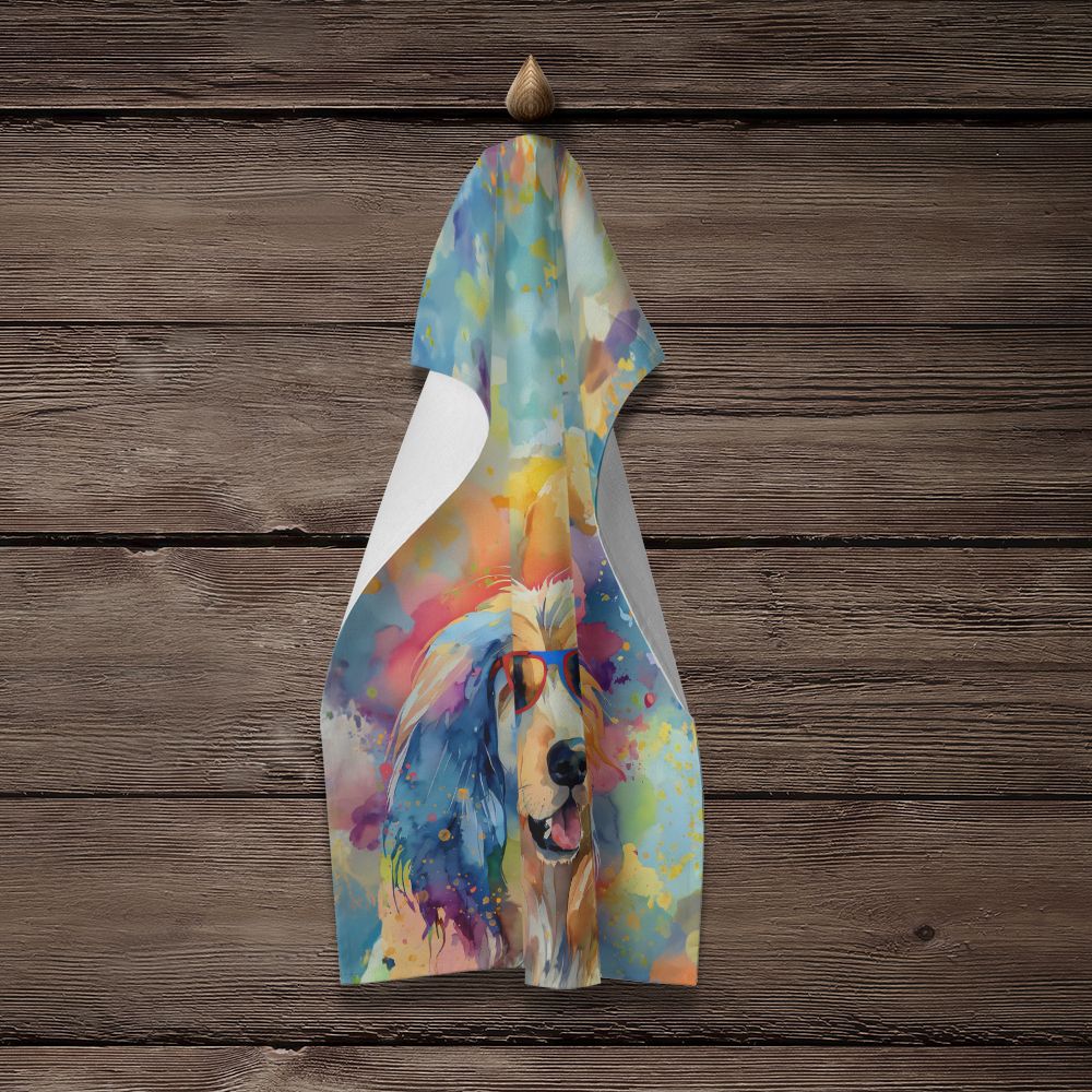 Afghan Hound Hippie Dawg Kitchen Towel Dish Cloths Guest Hand Towel Decorative Bathroom Towel for Face,Tea, Dishcloth, Kitchen and Bath