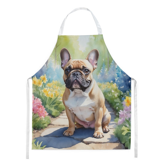 French Bulldog Spring Path Apron Cooking Kitchen Server Baking Crafts Gardening for Adult Women Men, Unisex, Large, Multicolor