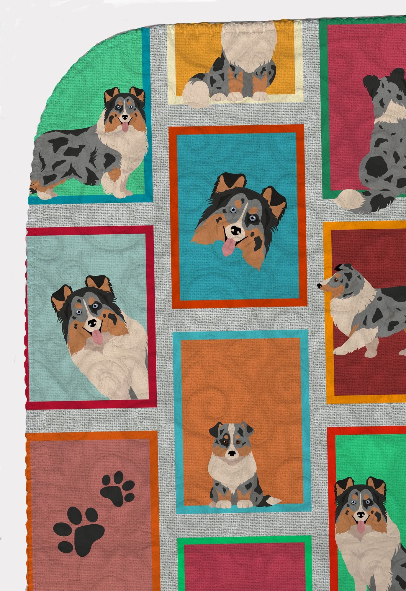 Lots of Blue Merle Sheltie Quilted Blanket 50x60 Artwork Pattern Quilted Throw Blanket for Bed, Couch, Sofa, Soft and Lightweight