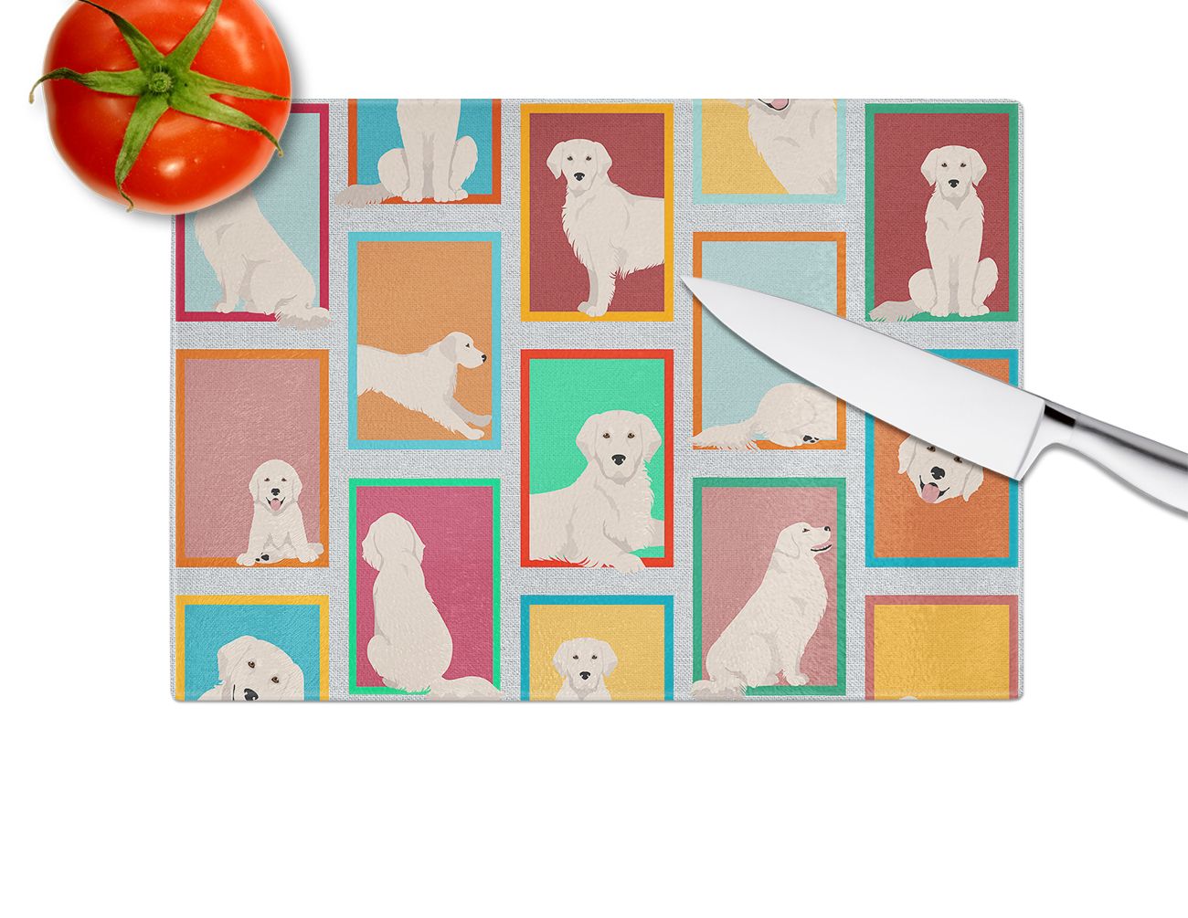 NEW Lots of Cream Golden Retriever Glass Cutting Board Decorative Tempered Glass Kitchen Cutting and Serving Board Large Size Chopping Board