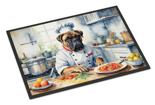 NEW Bullmastiff The Chef Doormat Front Door Mat Indoor Outdoor Rugs for Entryway, Non Slip Washable Low Pile, 18H X 27W