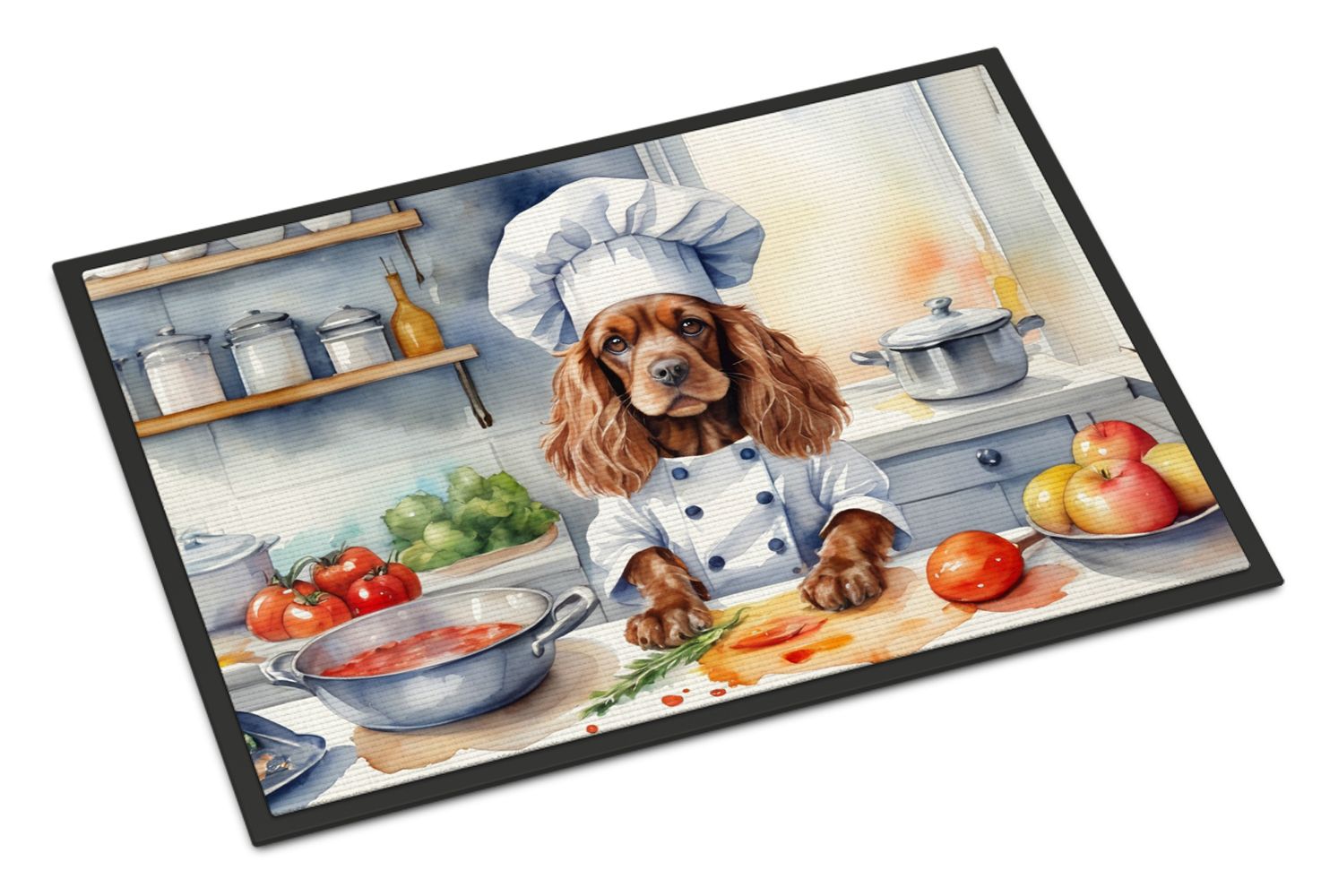 NEW Cocker Spaniel The Chef Doormat Front Door Mat Indoor Outdoor Rugs for Entryway, Non Slip Washable Low Pile, 18H X 27W