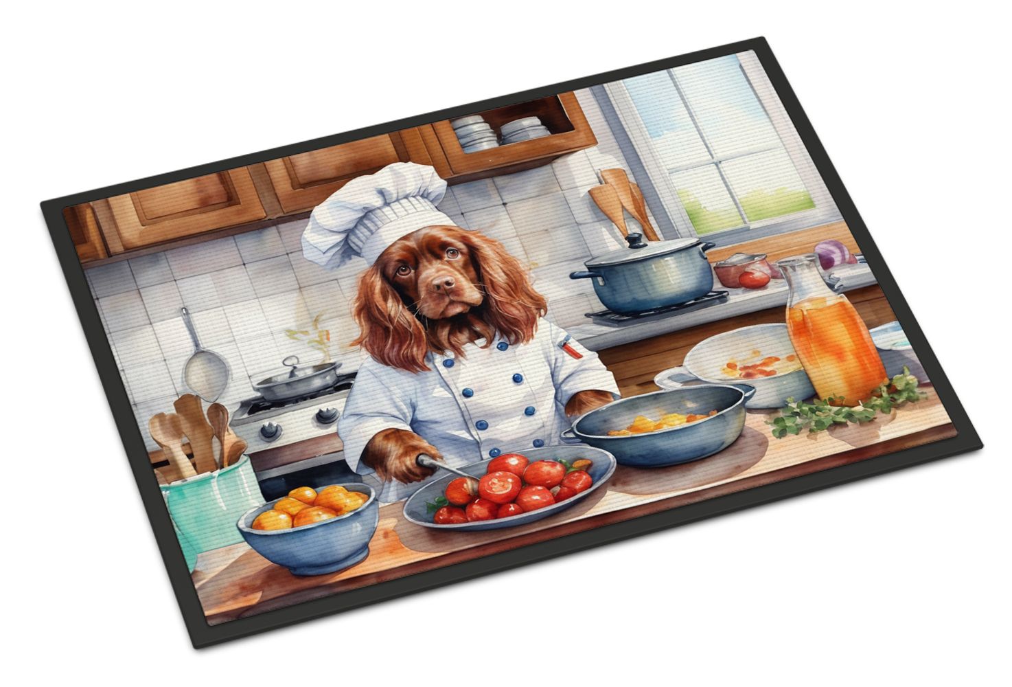 NEW Sussex Spaniel The Chef Doormat Front Door Mat Indoor Outdoor Rugs for Entryway, Non Slip Washable Low Pile, 18H X 27W