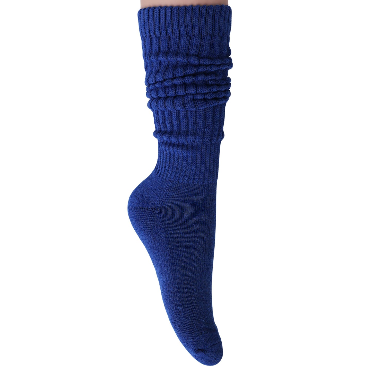 Women's Extra Long Slouch Scrunch Socks Knee High, Cotton Blend, Pack of 2, Fits Shoe Sizes 5-10, 80s Style, 28 Colors