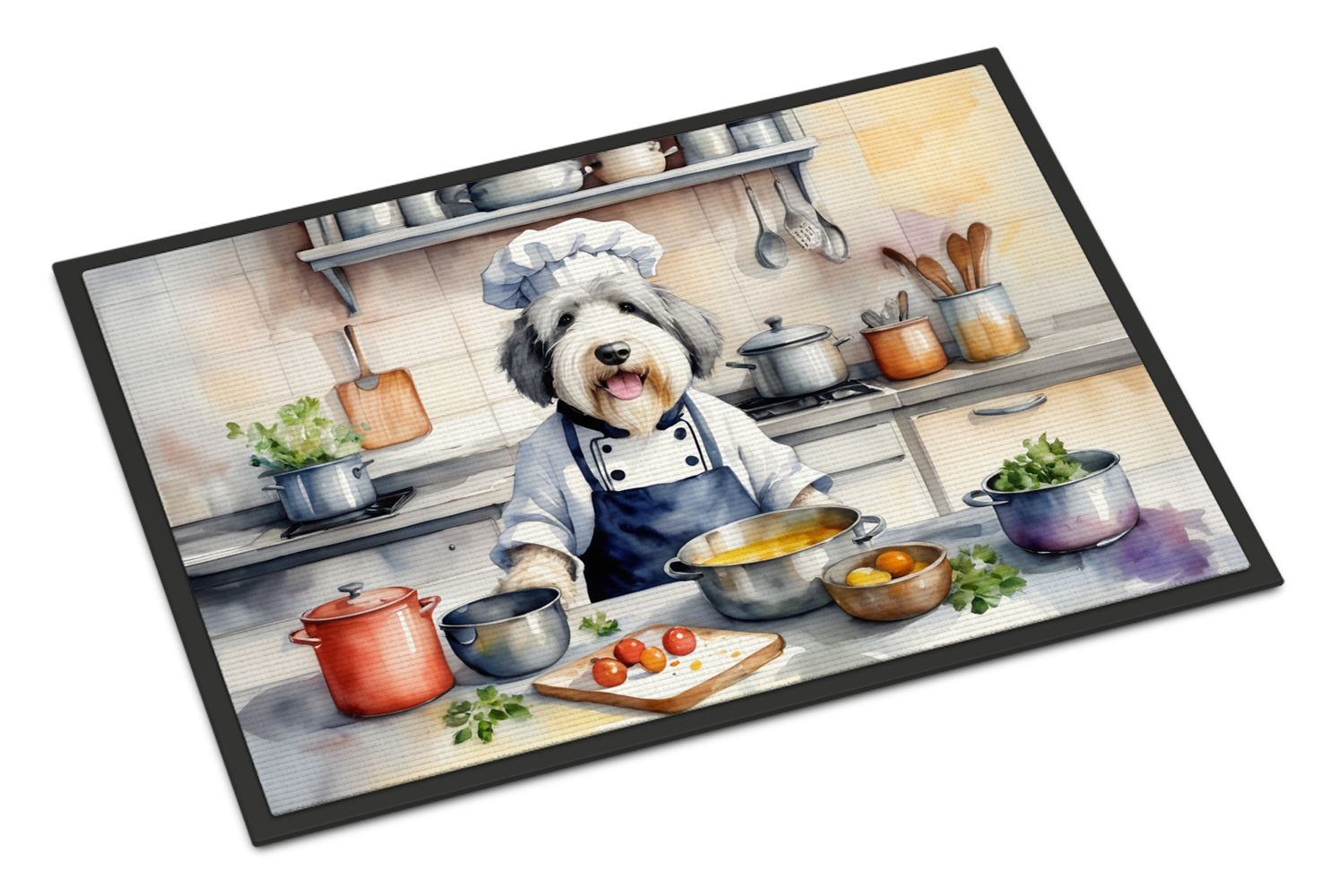 Old English Sheepdog The Chef Doormat Front Door Mat Indoor Outdoor Rugs for Entryway, Non Slip Washable Low Pile, 24H X 36W
