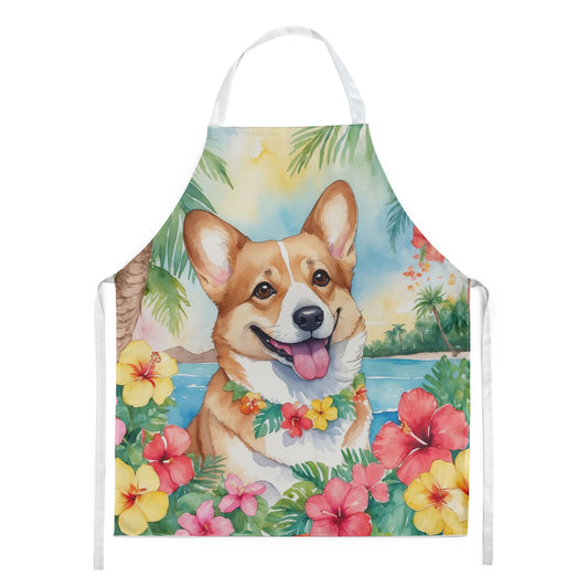 Corgi Luau Apron Cooking Kitchen Server Baking Crafts Gardening for Adult Women Men, Unisex, Large, Multicolor