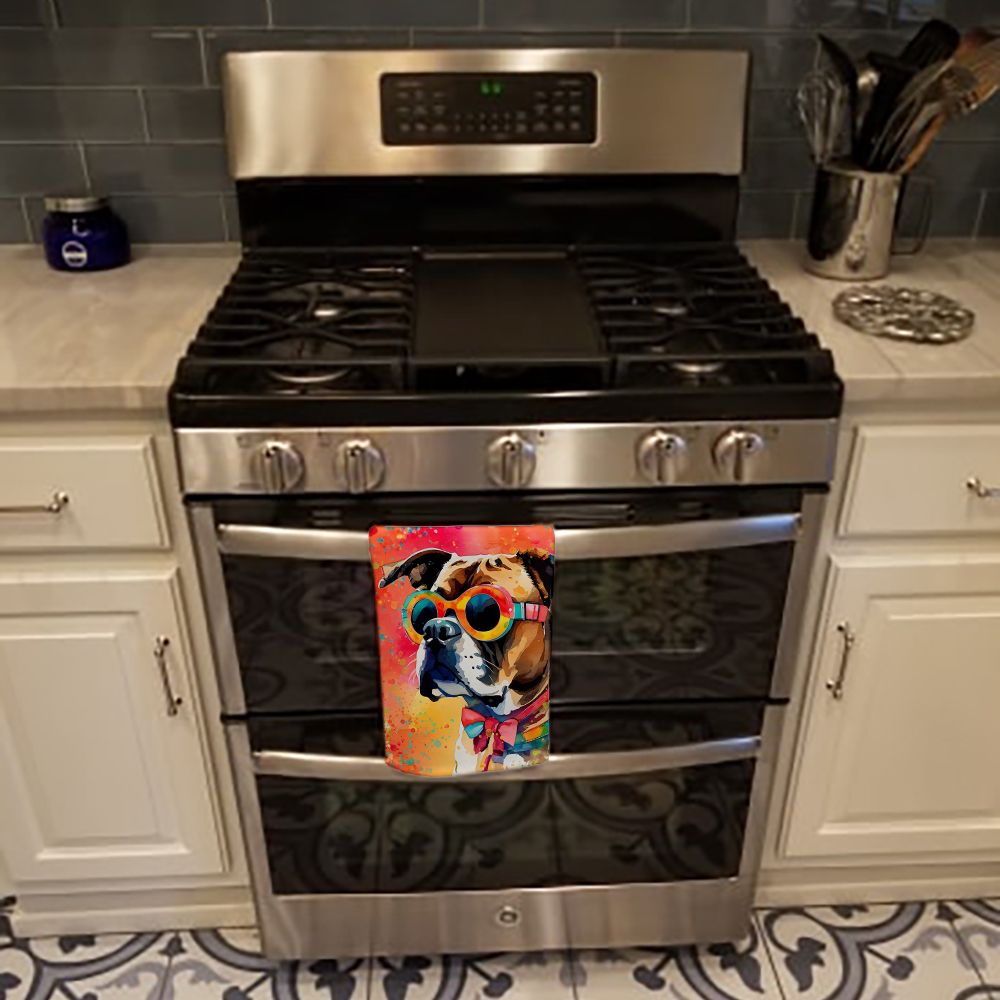 Boxer Hippie Dawg Kitchen Towel Dish Cloths Guest Hand Towel Decorative Bathroom Towel for Face,Tea, Dishcloth, Kitchen and Bath