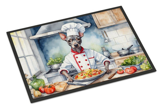 NEW American Hairless Terrier The Chef Doormat Front Door Mat Indoor Outdoor Rugs for Entryway, Non Slip Washable Low Pile, 18H X 27W