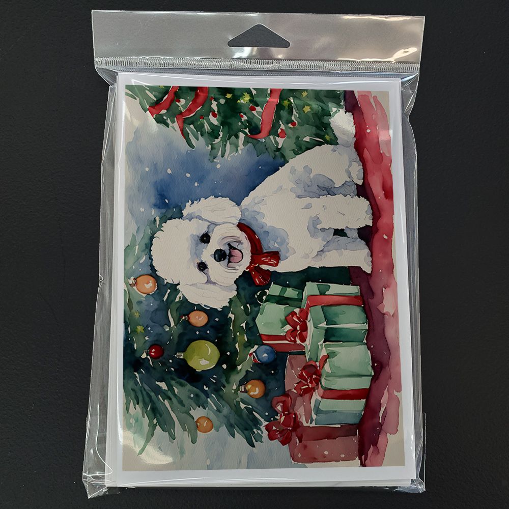 Bichon Frise Christmas Greeting Cards Pack of 8 Blank Cards with Envelopes Whimsical A7 Size 5x7 Blank Note Cards