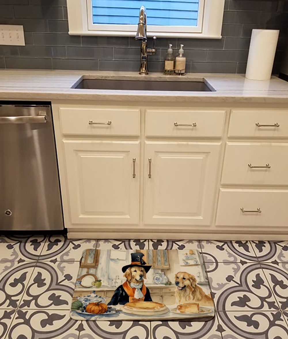 Golden Retriever Fall Kitchen Pumpkins Memory Foam Kitchen Mat Machine Washable Anti-Fatigue Mat Cushion Comfort Bath Mat or Kitchen Rug