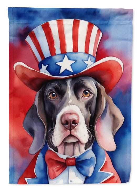 Pointer Patriotic American House Flag Large Porch Sleeve Pole Decorative Outside Yard Banner Artwork Wall Hanging, Polyester, House Size, Multicolor