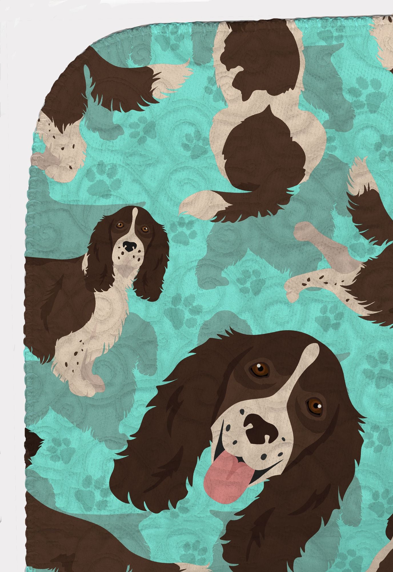Liver English Springer Spaniel Quilted Blanket 50x60 Artwork Pattern Quilted Throw Blanket for Bed, Couch, Sofa, Soft and Lightweight