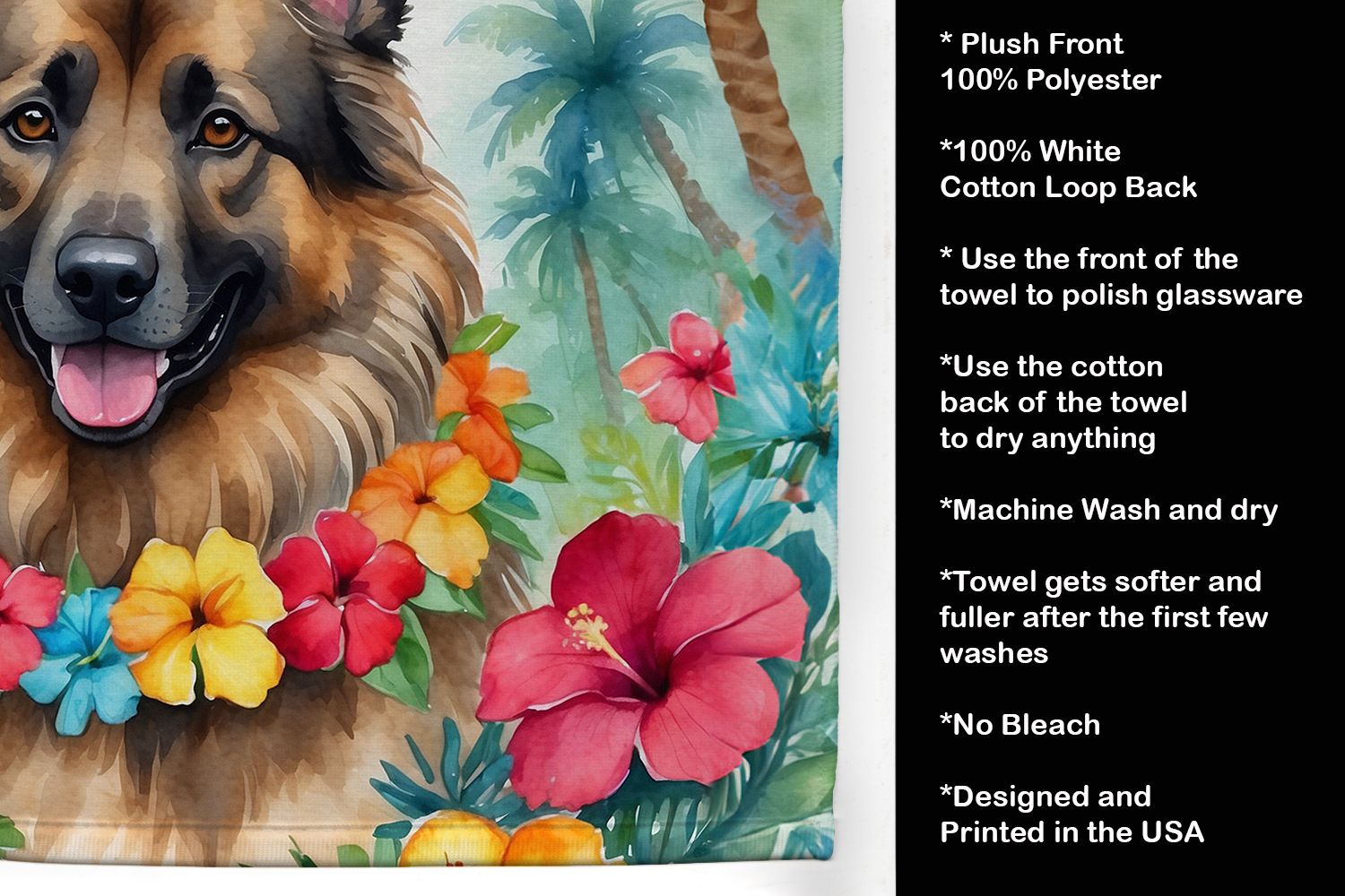 Belgian Tervuren Luau Kitchen Towel Dish Cloths Guest Hand Towel Decorative Bathroom Towel for Face,Tea, Dishcloth, Kitchen and Bath
