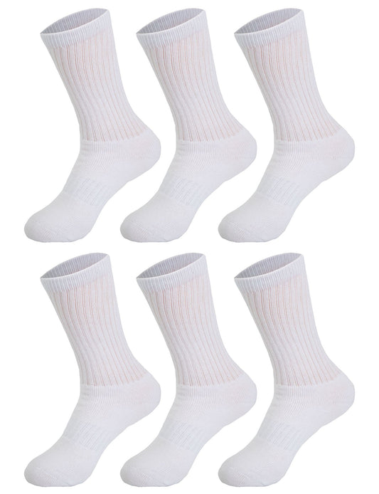 Casual Cotton Crew Socks for Women 6 Pairs Solid Color Breathable Sport Socks Shoe Size 5-10